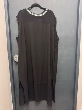 RACHEL Rachel Roy Black Sleeveless Midi Dress with Contrast Neck Trim
